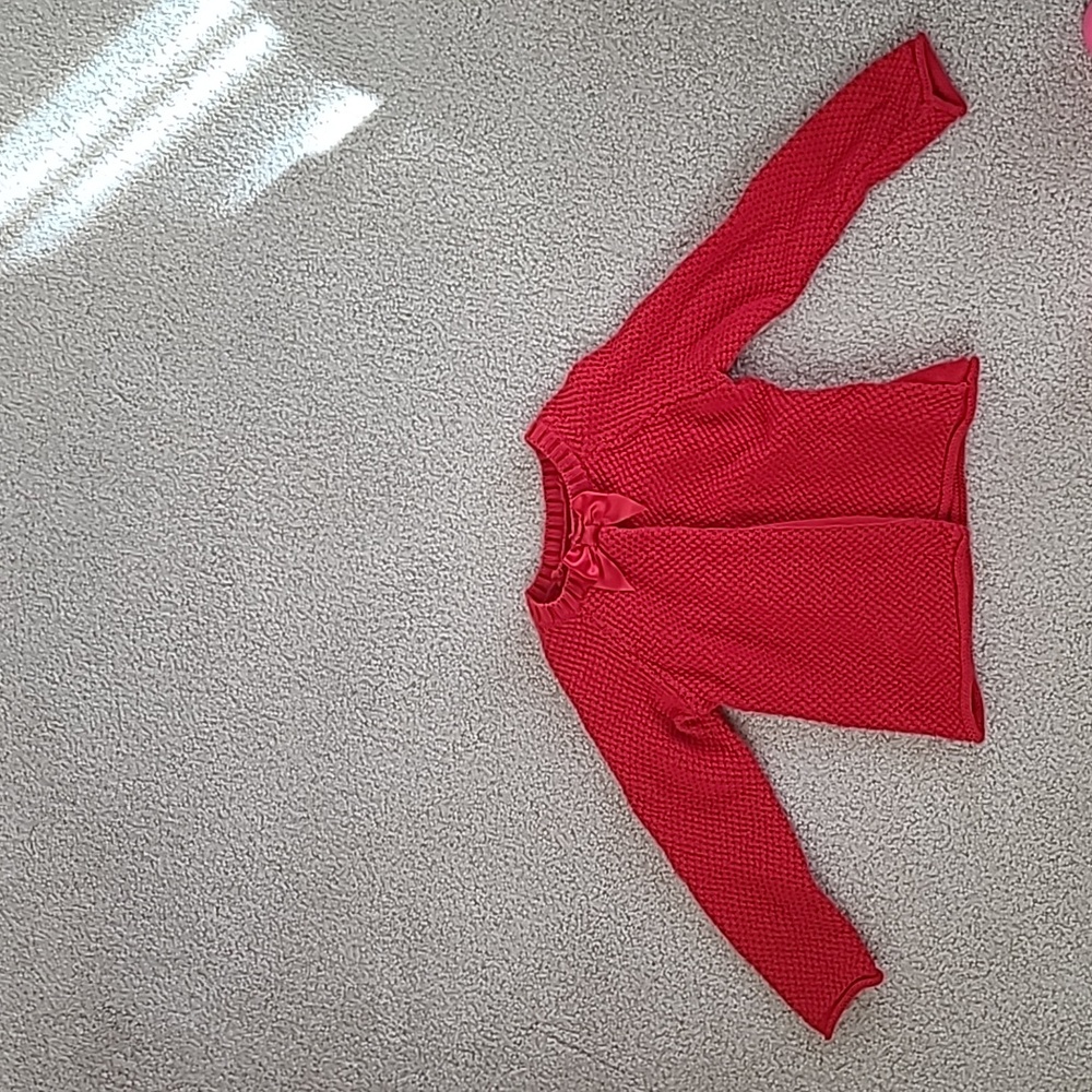 Toddler Girl Red Cardigan with Red Bow   Sz: 4t